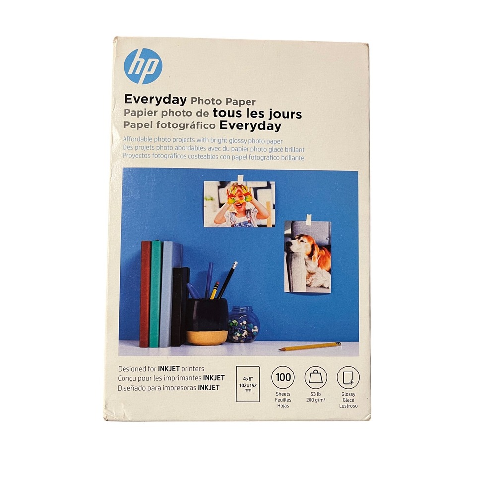 HP Everyday Photo Paper 4x6 Glossy 100 Sheets 53lb Inkjet CR759A New